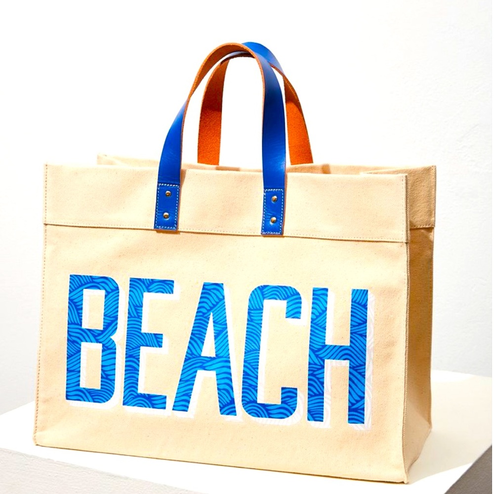 Tommy Bahama Tan and Blue Beach Tote
